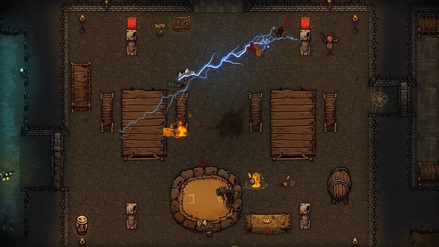 Chain Lightning arcs across the dining hall during the same battle.