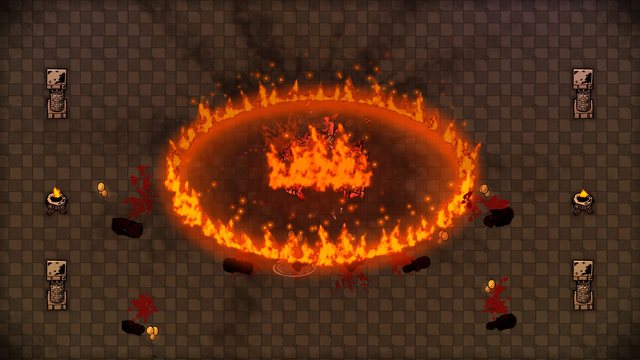 The Cinder Demon's death blast rolls out across their hall in a ring of fire.