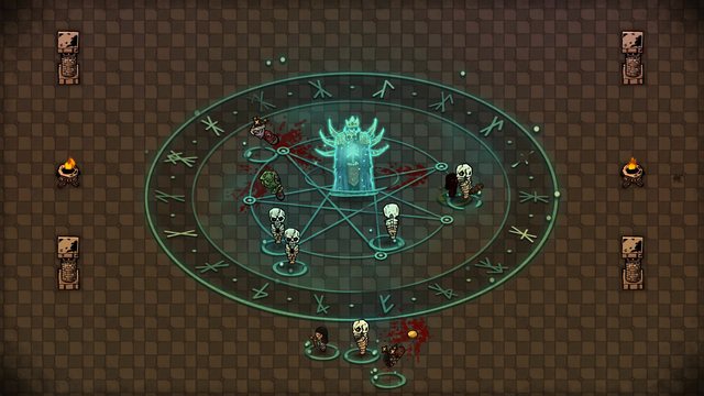 The Dread Lich flares with soul power at the center of their necrotic circle, their skeletons around them.