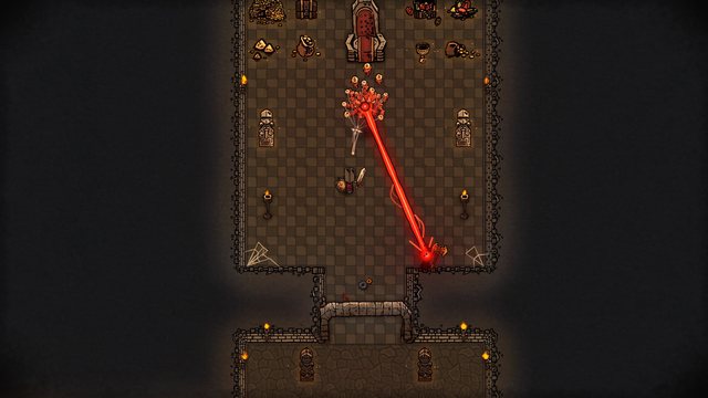 The Baleful Eye's ray strikes an adventurer at the far end of their throne room.