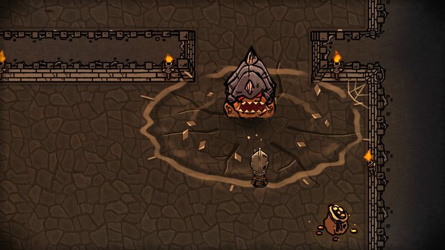 A bulette bursts up out of the floor to ambush an adventurer.