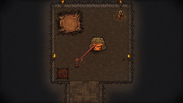 A giant toad's tongue snatches an adventurer from across its lair.