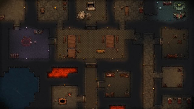 Later, the same Domain spans halls, workshops, a ritual chamber, a lava seam and an underground lake.