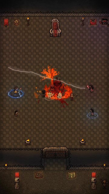 Adventurer casters strike the Cinder Demon with lightning in their throne room.