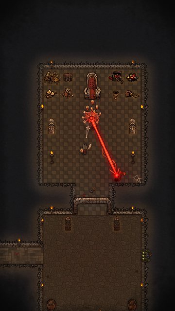 The Baleful Eye fires their ray across their throne room at an invading adventurer.