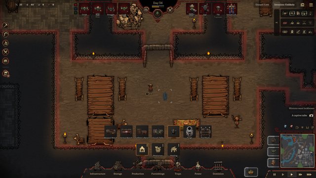 The Production build menu open on its Gear workstations, with the ghost of an Anvil placed in the Great Hall and the Domain border lit in red.