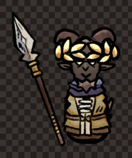 adventurer faun male druid spear front
